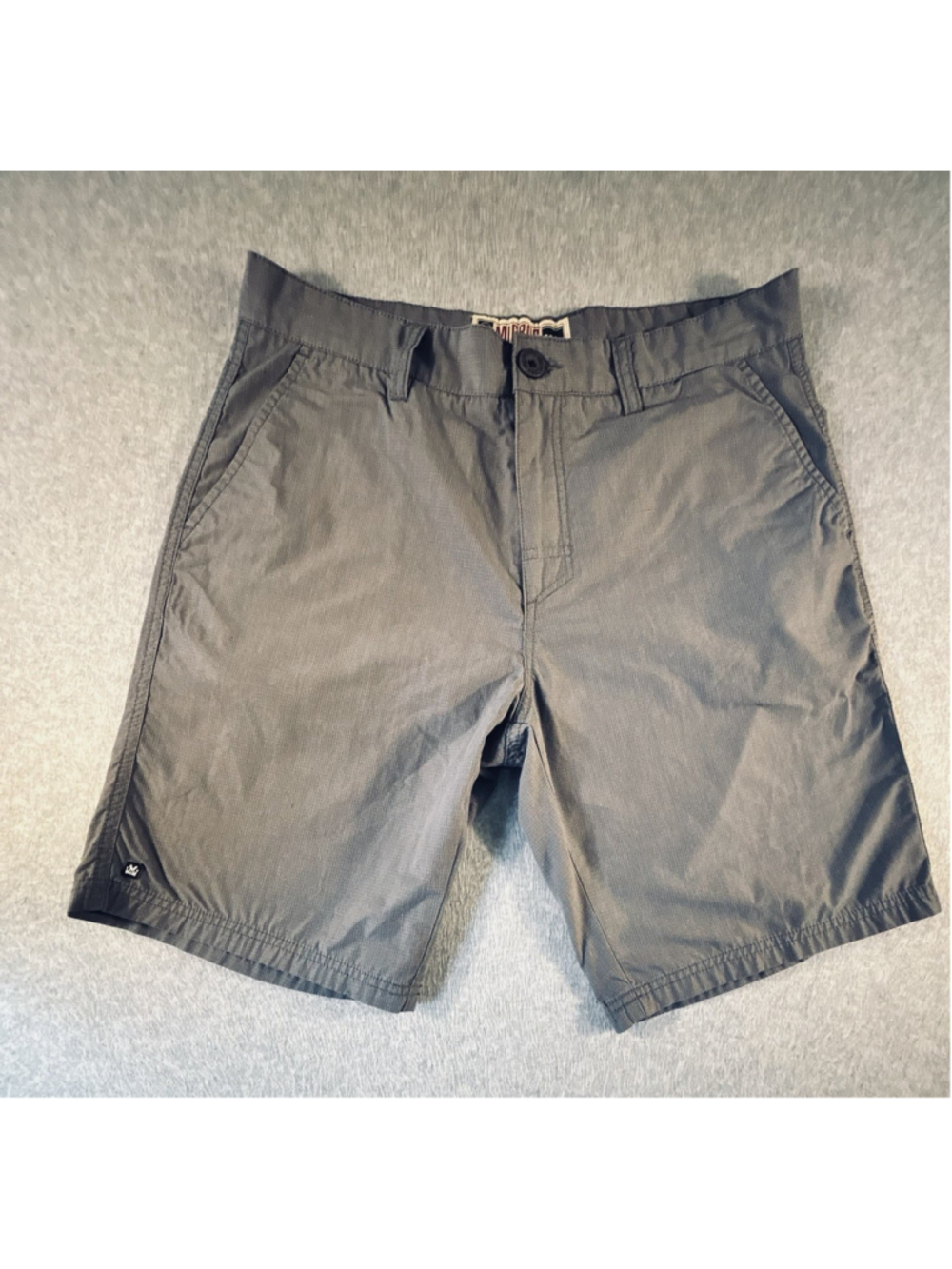 Micros Men’s Gray Textured Flat Front Casual Chino Shorts Size 32